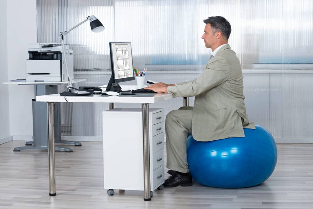 using a stability ball as a desk chair